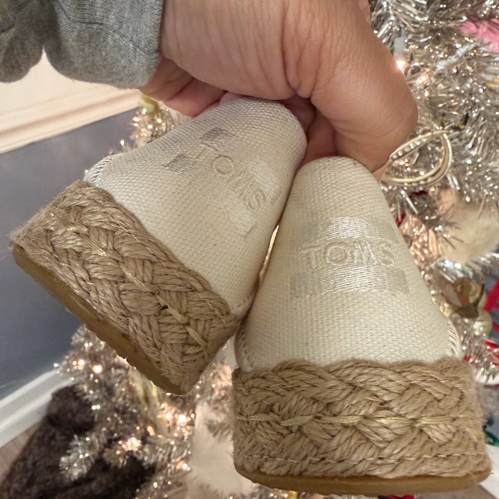 TOMS Beige Wedge Espadrilles